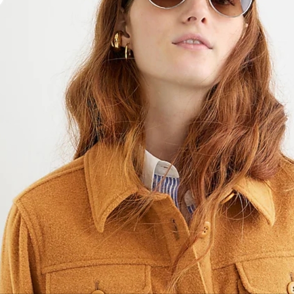 J. Crew Camel Color Shirt-Jacket In Stretch Wool Size XL - Picture 3 of 11